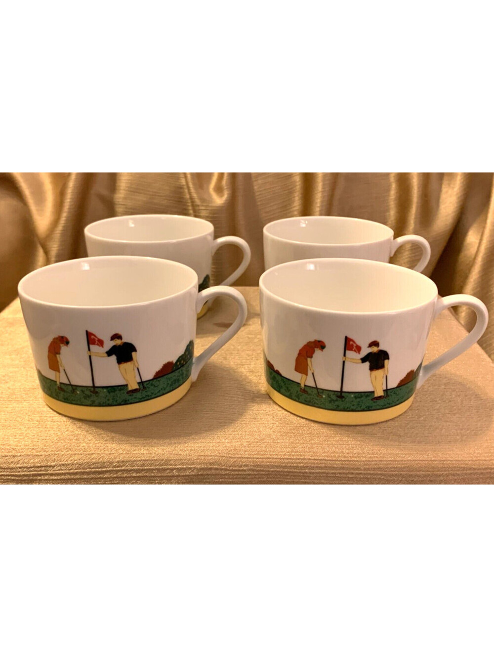 VTG Christopher Stuart Golf MCM Fairway Coffee Tea Cups OPTIMA 4pc Retro Golf